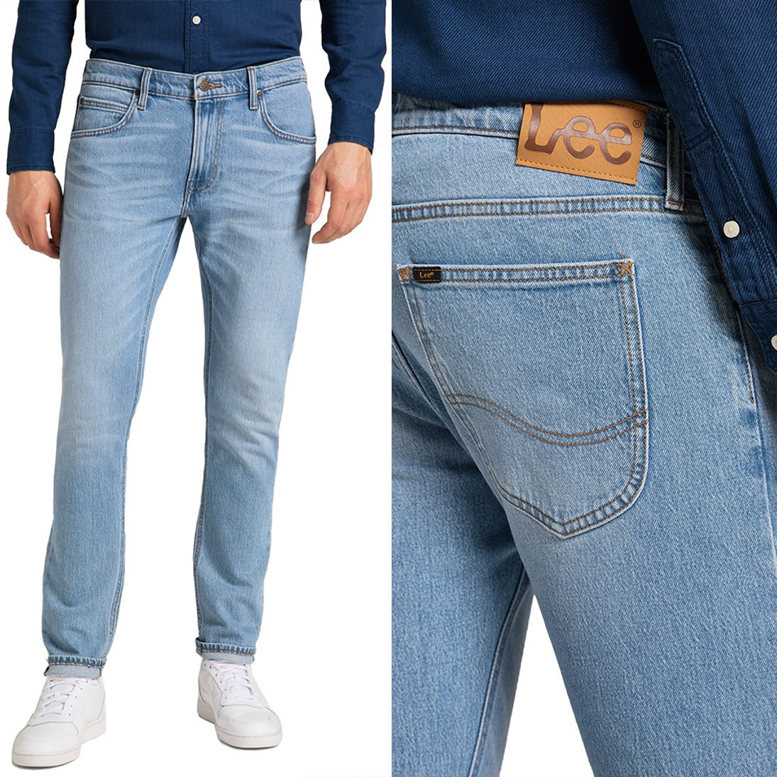 Lee Luke Slim Worn New Hill Błękitne Rurki W33 L34