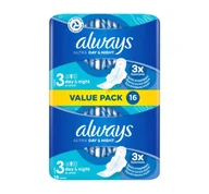 Podpaski - Always Ultra Day & Night podpaski higieniczne ze skrzydełkami 3 16 sztuk - miniaturka - grafika 1