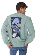 Bluzy męskie - Trendyol Męska bluza z okrągłym dekoltem Galaxy oversize, miętowa, XL, Miętowy, XL - miniaturka - grafika 1