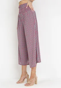 Niebiesko-Czerwone Szerokie Spodnie z Wysokim Stanem Pabay - Spodnie damskie - miniaturka - grafika 1