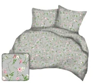 Pościel - Pościel z kory 180x200 szara różowa kwiaty Kora - miniaturka - grafika 1