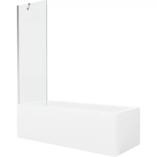 Mexen Cubik wanna prostokątna 160 x 70 cm z obudową i parawanem 1-skrzydłowym 60 cm, transparent, chrom - Wanny - miniaturka - grafika 1