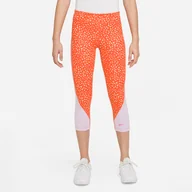Legginsy - Dziecięce Legginsy NIKE G NK DF ONE CAPRI ANML AOP DO7125-817 – Pomarańczowy - miniaturka - grafika 1