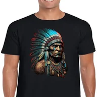 Koszulki męskie - KOSZULKA INDIANIN WINNETOU APACZ S CZARNA 3262 - miniaturka - grafika 1