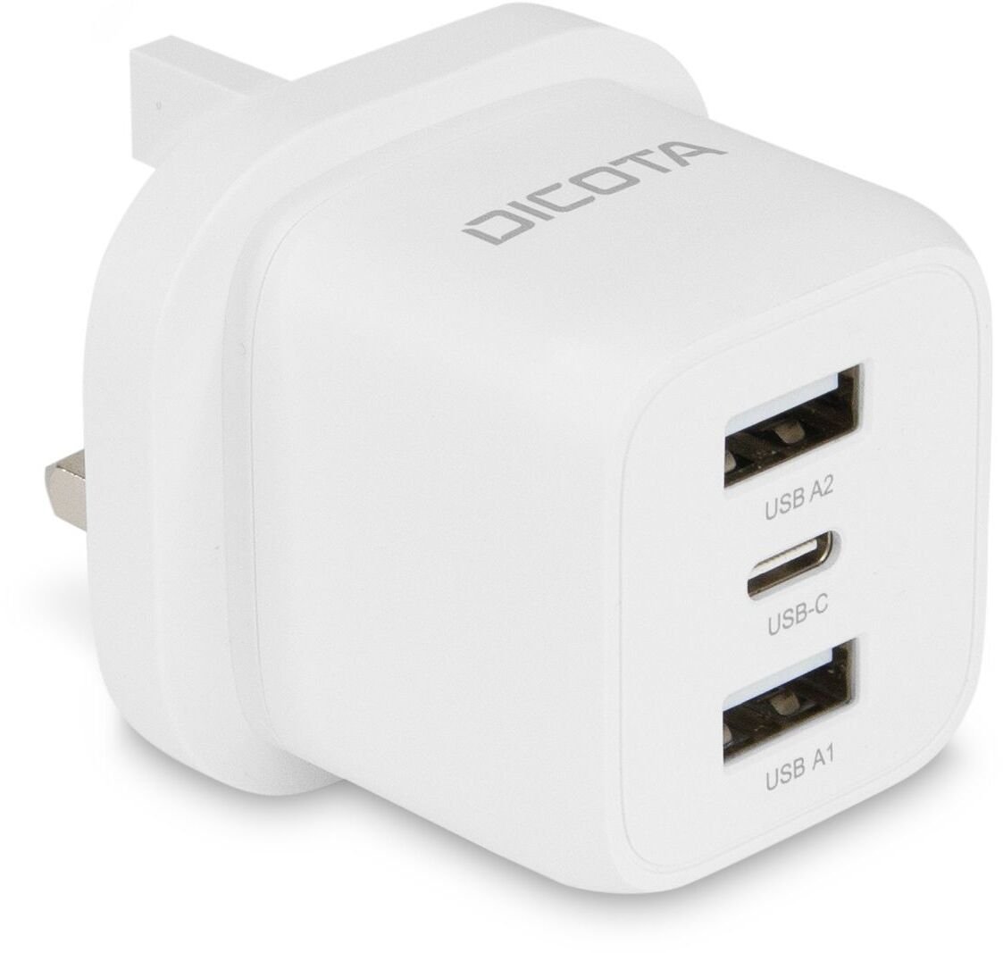 Zasilacz do laptopa Dicota DICOTA Zasilacz kompakt, Laptop - 32 Watt - 3 A - 3 wyjścia USB-C, 2 x USB - biały - Wielka Brytania D32070