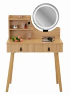 Toaletki - Skandynawska Toaletka Z Lustrem Led Dąb G2-E90 - miniaturka - grafika 1