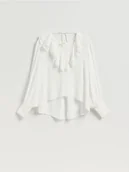 Bluzki damskie - Reserved - Bluzka z falbanami - złamana biel - miniaturka - grafika 1