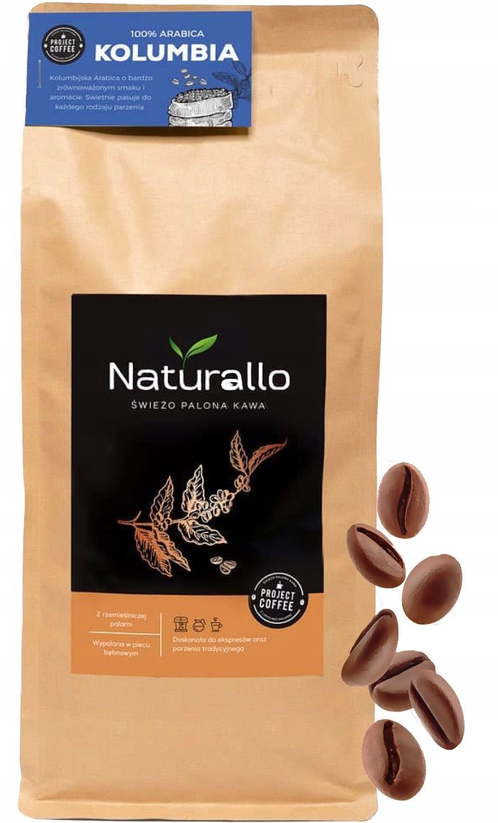 Kawa Kolumbia 100% Arabica 1kg niskodrażniąca z lokalnej palarni Ziarnista
