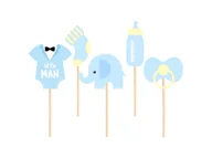 Ciasta i półprodukty do ciast - Pikery Słonik na Baby Shower niebieskie - 6 szt. - miniaturka - grafika 1