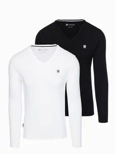 Komplet męskich longsleeve'ów SLIM FIT 2-pak - mix biały/czarny V2 Z103 L - Koszulki męskie - miniaturka - grafika 1