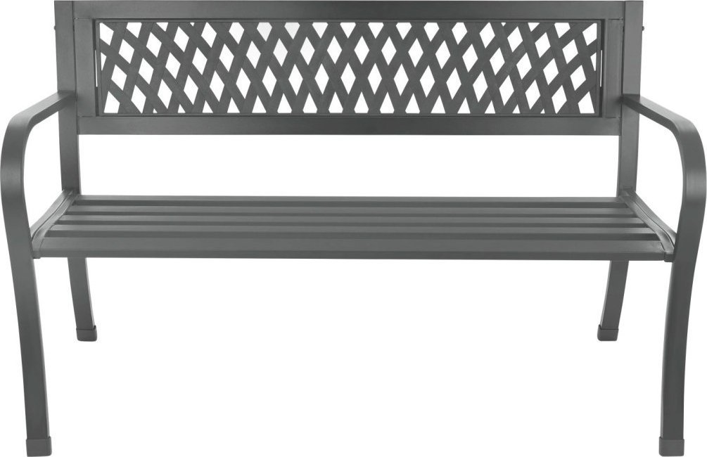 Bauerkraft Ażurowa ławka ogrodowa z oparciem parkowa na taras balkon metalowa konstrukcja grafitowa