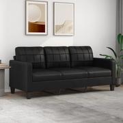 Sofy i kanapy - 3-osobowa sofa, czarna, 180 cm, obita sztuczną skórą Lumarko! - miniaturka - grafika 1