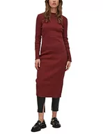 Sukienki - Vila Vibalu damska sukienka z okrągłym dekoltem L/S Midi Noos, Fired Brick/paski: czarny, S - miniaturka - grafika 1