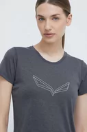 Koszulki sportowe damskie - Salewa t-shirt sportowy Pure Eagle Frame kolor czarny - miniaturka - grafika 1