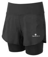Spodnie sportowe damskie - RONHILL spodenki do biegania damskie TECH 4,5' TWIN SHORT all black - miniaturka - grafika 1