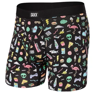 Bokserki męskie oddychające SAXX DAYTRIPPER Boxer Brief Fly z rozporkiem zabawny kolaż - czarny - Majtki męskie - miniaturka - grafika 1