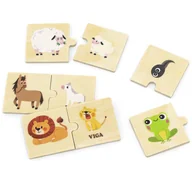 Puzzle - VIGA Drewniane Puzzle Układanka Zwierzątka Małe i Duże - miniaturka - grafika 1