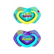Smoczki uspokajające - canpol Babies Canpol Babies smoczek silikonowy +18m-cy symetryczny Neon Love baby 2szt - miniaturka - grafika 1
