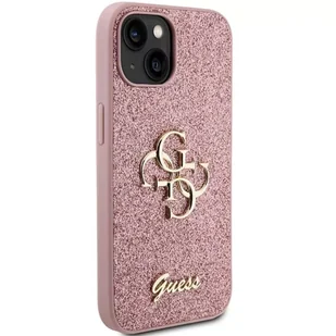 Guess GUHCP15SHG4SGP iPhone 15 6.1" różowy/pink hardcase Glitter Script Big 4G - Etui i futerały do telefonów - miniaturka - grafika 8