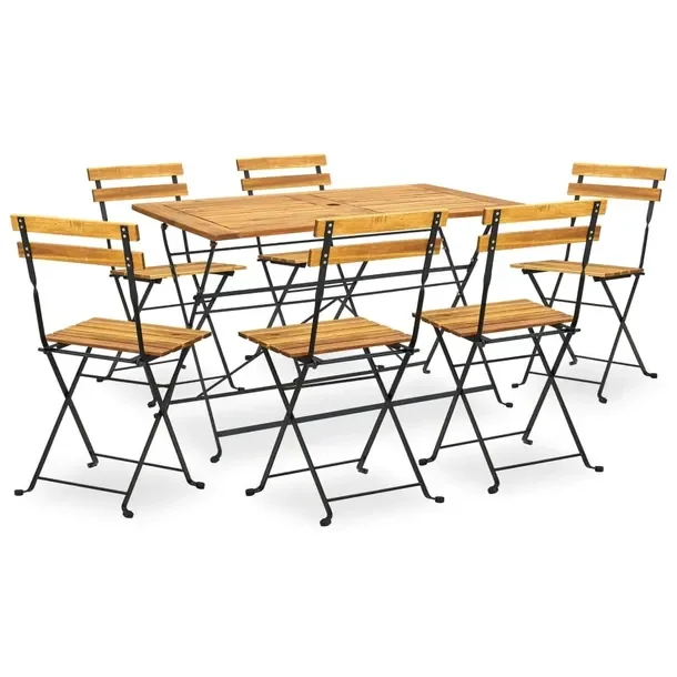 Zestaw Mebli Ogrodowych z Litego Drewna Akacjowego, Stal, 120x70x74 cm