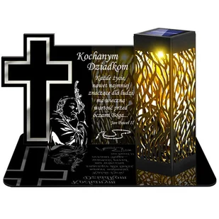 ZNICZ SOLARNY LED WIECZNY PODSTAWKA NA CMENTARZ GRÓB lampka Krzyż 3D DLA DZIADKÓW - Lampiony i znicze - miniaturka - grafika 1