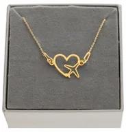 Bransoletki - Złota bransoletka z samolotem na nogę kostkę serce samolot SREBRO 925 zł - miniaturka - grafika 1