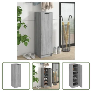 The Living Store Szafka na buty szara Sonoma 30x35x100 cm Materiał drewnopochodny - Szafki na buty The Living Store Szafka na buty szara Sonoma 30x35x100 cm Materiał drewnopochodny - Szafki na buty - miniaturka - grafika 1