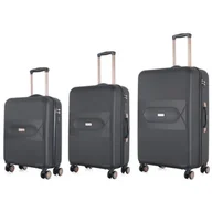 Walizki - Zestaw walizek SEMI LINE T5787-0 Czarny - miniaturka - grafika 1