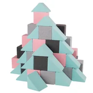 Maty edukacyjne - KiddyMoon Miękkie klocki 14cm mix: jasnoszary-ciemnoszary-różowy-miętowy 48 - miniaturka - grafika 1