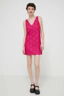 Sukienki - Desigual sukienka LACE kolor różowy mini prosta 24SWVW48 - miniaturka - grafika 1