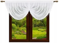 Firany - Firany Gotowe Z Koralikami 200X80 Woal Firana Do Kuchni Salonu Krótka - miniaturka - grafika 1