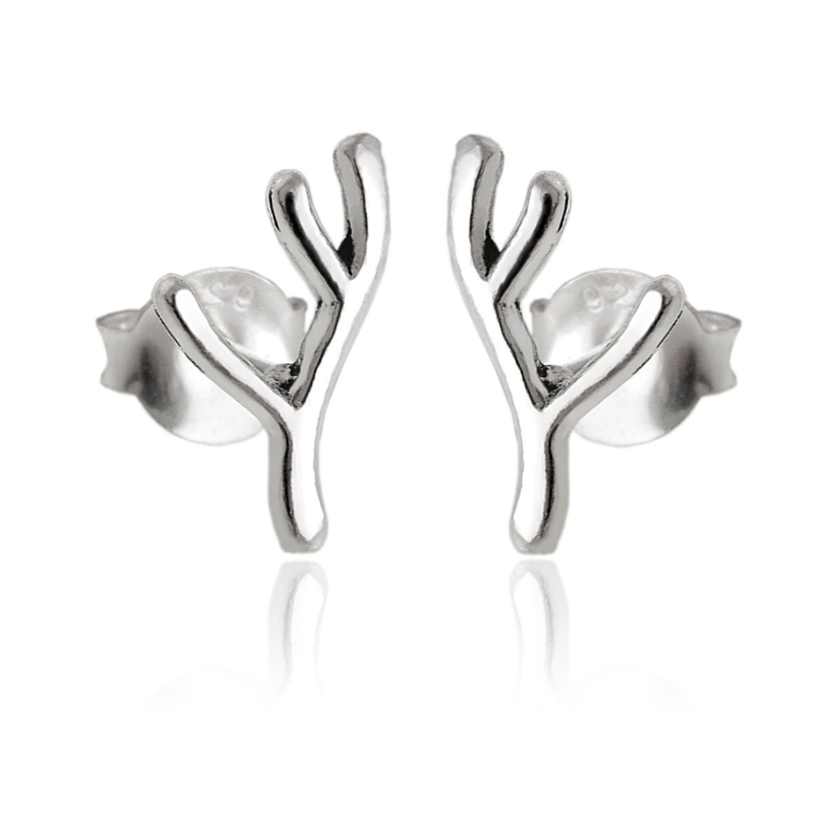 Kolczyki poroże jelenia symbol siły, mocy i mądrości srebro 925 sztyft 0,6g