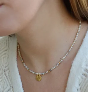 Choker z agatów z okrągłą blaszką - Naszyjniki - miniaturka - grafika 1