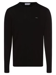 Calvin Klein - Sweter męski z dodatkiem jedwabiu, czarny - Swetry męskie - miniaturka - grafika 1