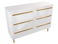 Szafki łazienkowe - Szafka Stojąca Z Blatem ATH 120 cm DUO - Biały Wysoki Połysk - Uchwyty Złote Polerowane - miniaturka - grafika 1