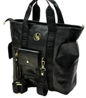 Torebki damskie - Laura Biaggi Torebka Shopper Listonoszka Damska Na Ramię Czarna A4 - miniaturka - grafika 1