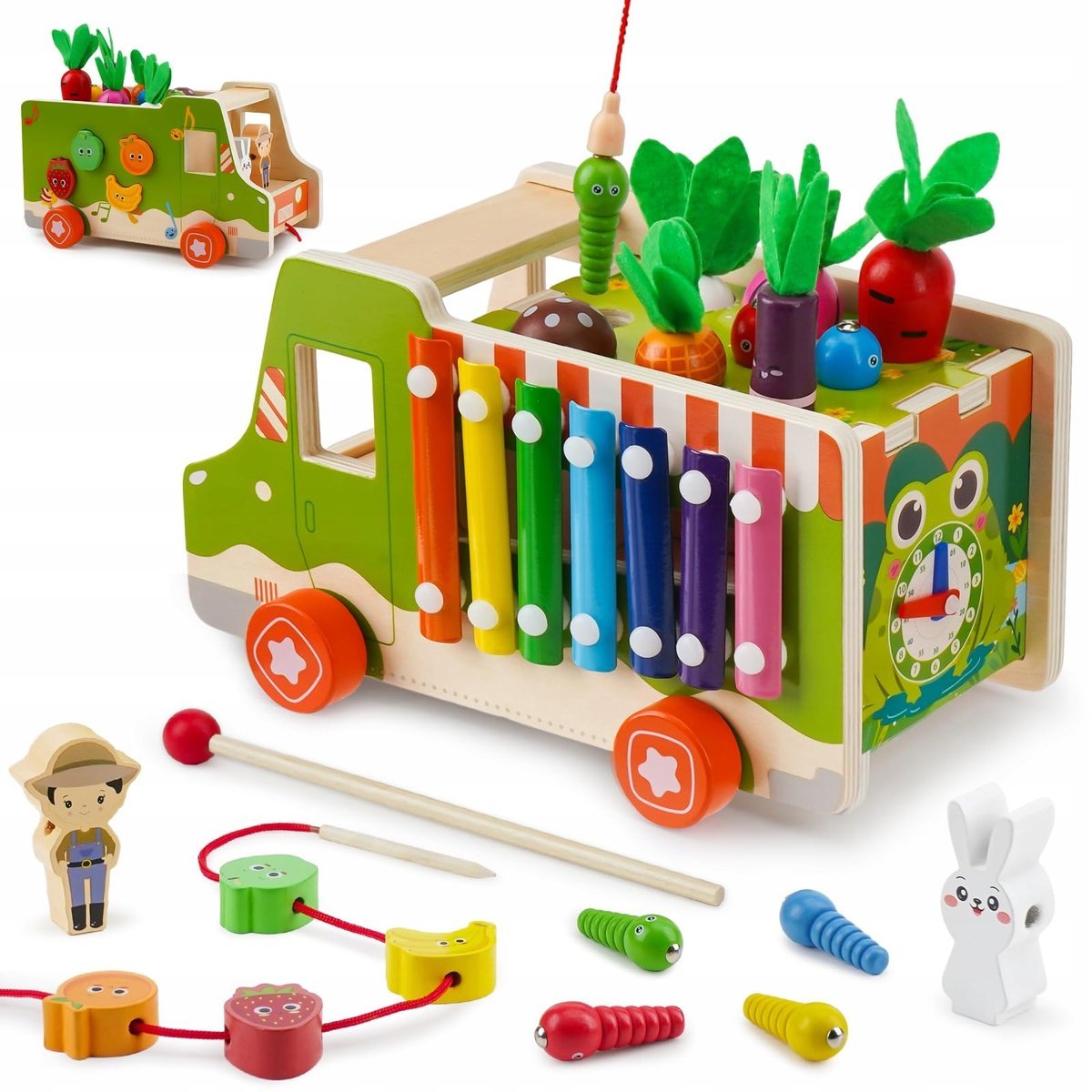 GOFFII Zabawka Montessori 10w1 Drewniana Ciężarówka dla Dzieci 3-5 Lat