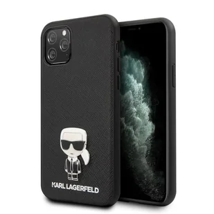 Karl Lagerfeld Saffiano with Pin Ikonik - Etui iPhone 11 Pro black - Etui i futerały do telefonów - miniaturka - grafika 1