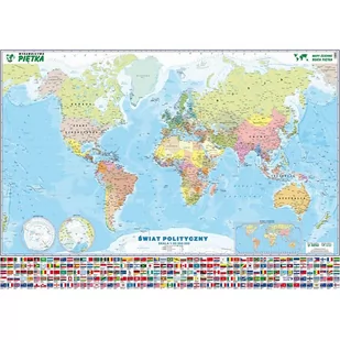 MAPA ŚCIENNA ŚWIATA POLITYCZNA 190 x 130 cm XXL - Mapy i plansze edukacyjne - miniaturka - grafika 1