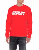 Bluzy męskie - Replay Bluza męska, 555 Poppy Red, 3XL - miniaturka - grafika 1