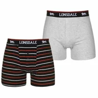 Majtki męskie - Lonsdale 2 sztuki, bokserki męskie, szare / czarne w paski, Rozmiar S - miniaturka - grafika 1