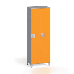 B2B Partner Szafa dwuczęściowa 1750 x 600 x 400 mm, szary/pomarańczowy 6100884 - Szafy biurowe - miniaturka - grafika 1