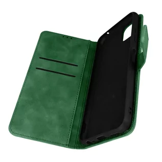 Portfele - Etui Folio do galaxy A22 5G Portfel z efektem zamszu Uchwyt wideo Forcell zielony - grafika 1