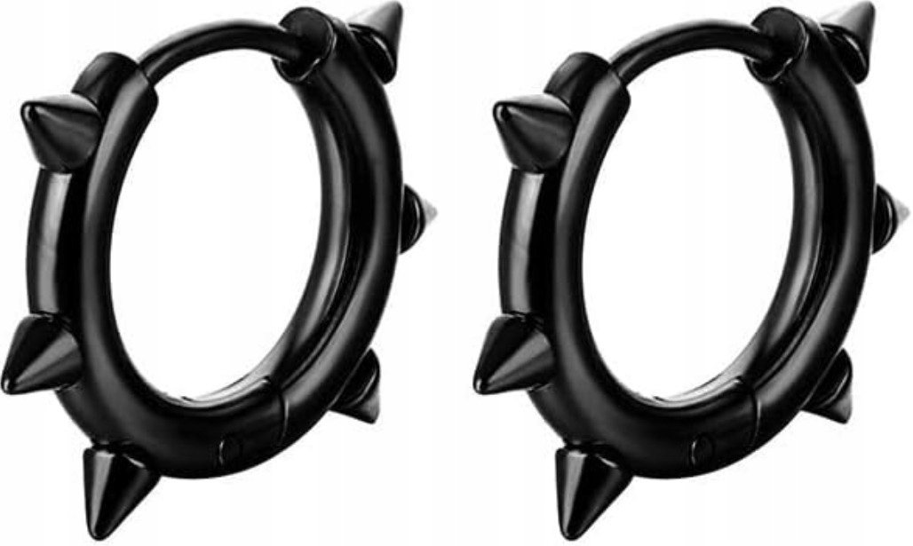 Kolczyki Do Uszu HUGGIE Okrągły z Kolcami Stożki STAL Punk Gothic Rock