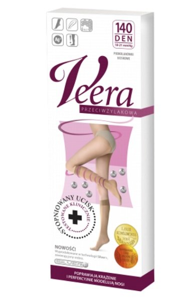 Veera Podkolanówki Przeciwżylakowe 140 Den Kolor Naturalny, Rozmiar 1/2