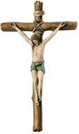 Ikony i obrazy sakralne - Krzyż Klasyczny Ceramiczny Malowany 13,5x23 - miniaturka - grafika 1