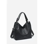 Torebki damskie - Pojemna Klasyczna Czarna Torebka Damska Shopper LUIGISANTO - miniaturka - grafika 1