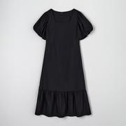 Sukienki - Sinsay - Sukienka midi z falbaną - Czarny - miniaturka - grafika 1
