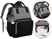 Torby i organizery dla mam - Plecak damski torba na w��zek 2w1 dla mam pojemny i podr��czny organizer na butelki pieluchy szary PETERSON - miniaturka - grafika 1