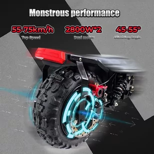 ARWIBON Q06 Pro Electric Scooter 11 inch Off-road Tire 60V 2800W Dual Motor 55-75km/h Max Speed 27Ah Battery 50-70kmRang - Hulajnogi elektryczne - miniaturka - grafika 6